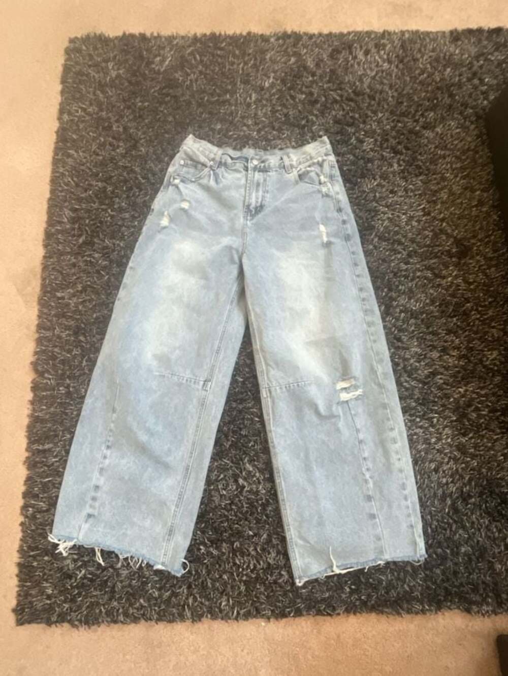 Levi Like Light Wash Distressed Wide Leg Jeans